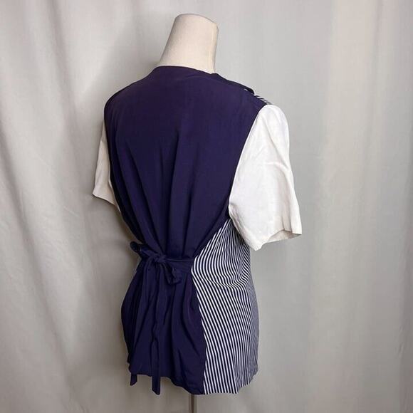 Nu Venture Vintage Layered Striped Shirt Vest Navy Formal Nautical 90s - Picture 9 of 11